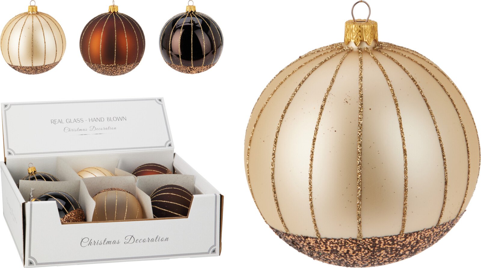 Eglutės žaisliukas, stiklas, 3 skirtingos sp., skersmuo 10 cm