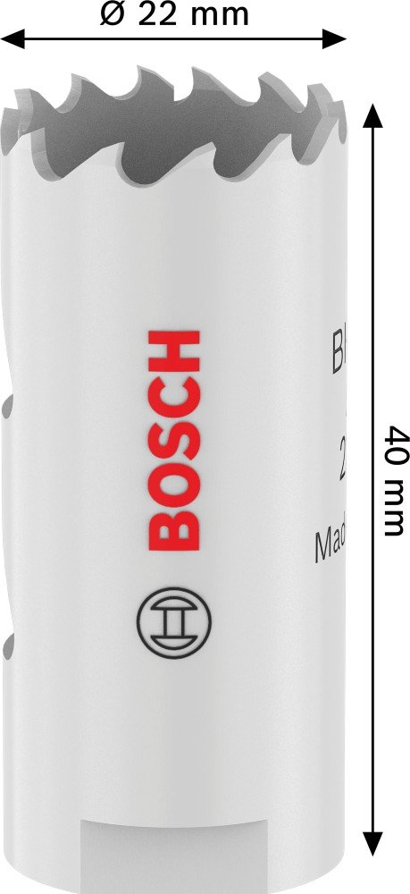 Grąžtas-karūna BOSCH HSS - Bi-metal, standartiniam adapteriui, 22 mm