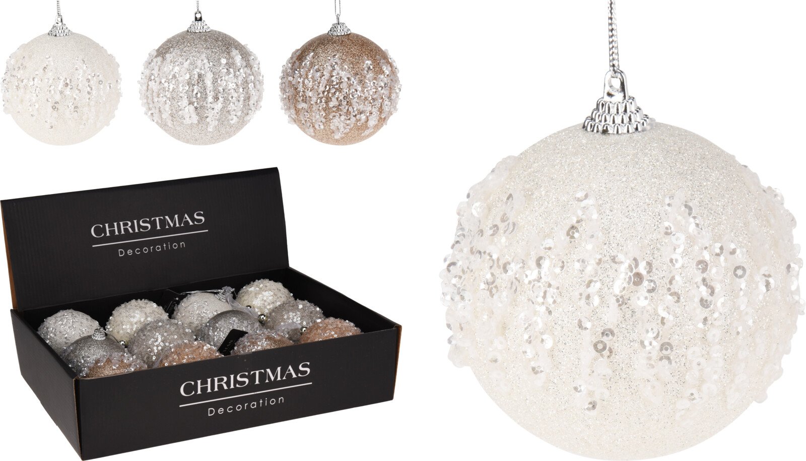 Eglutės žaisliukas, 3 skirtingos spalvos ir 2 dizainai, skersmuo 8 cm