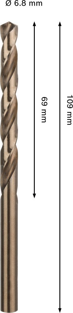 Grąžtas metalui BOSCH HSS-Co, DIN 338, 6,8 × 69 × 109 mm