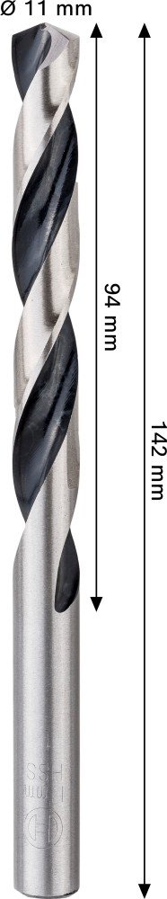 Grąžtas metalui BOSCH HSS (PointTeQ), cilindrinis kotas, 11 mm, 1 vnt.