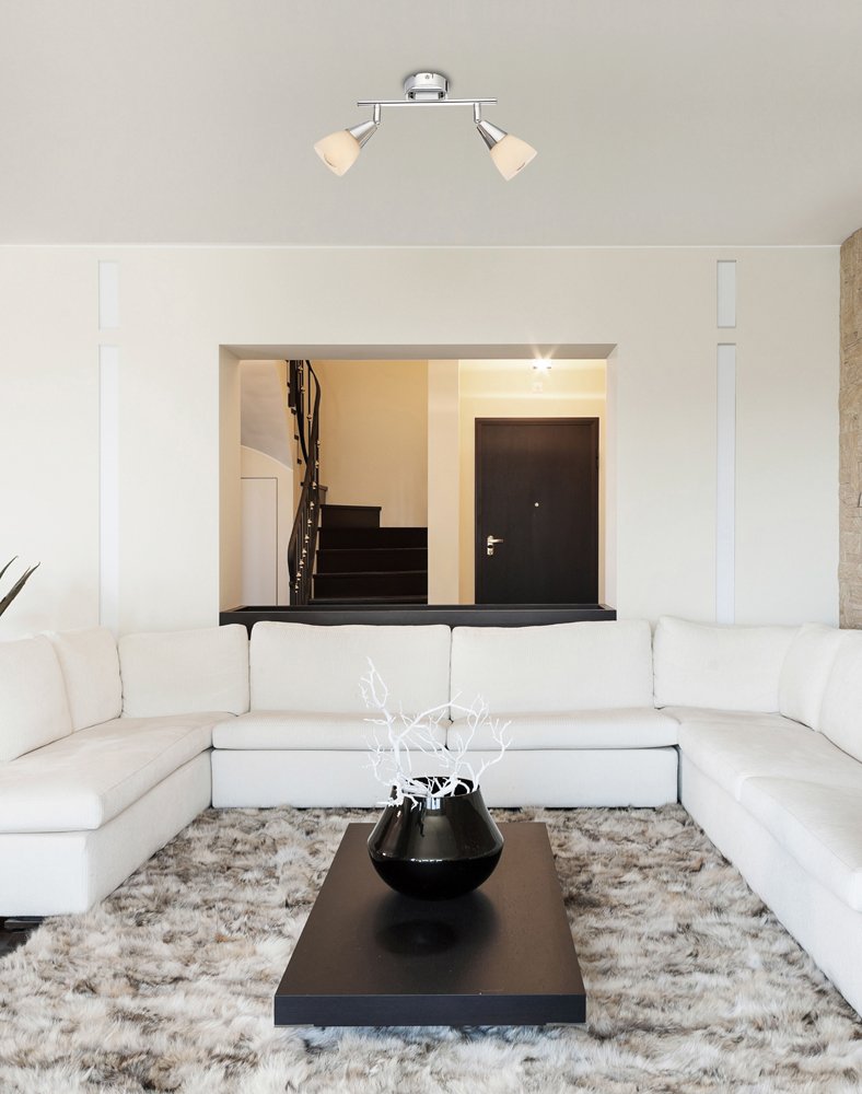 Kryptinis šviestuvas GLOBO Tadeus, E14, 2 x 40W, 230V, chromas, stiklas, 250 x 150 mm, 54919-2