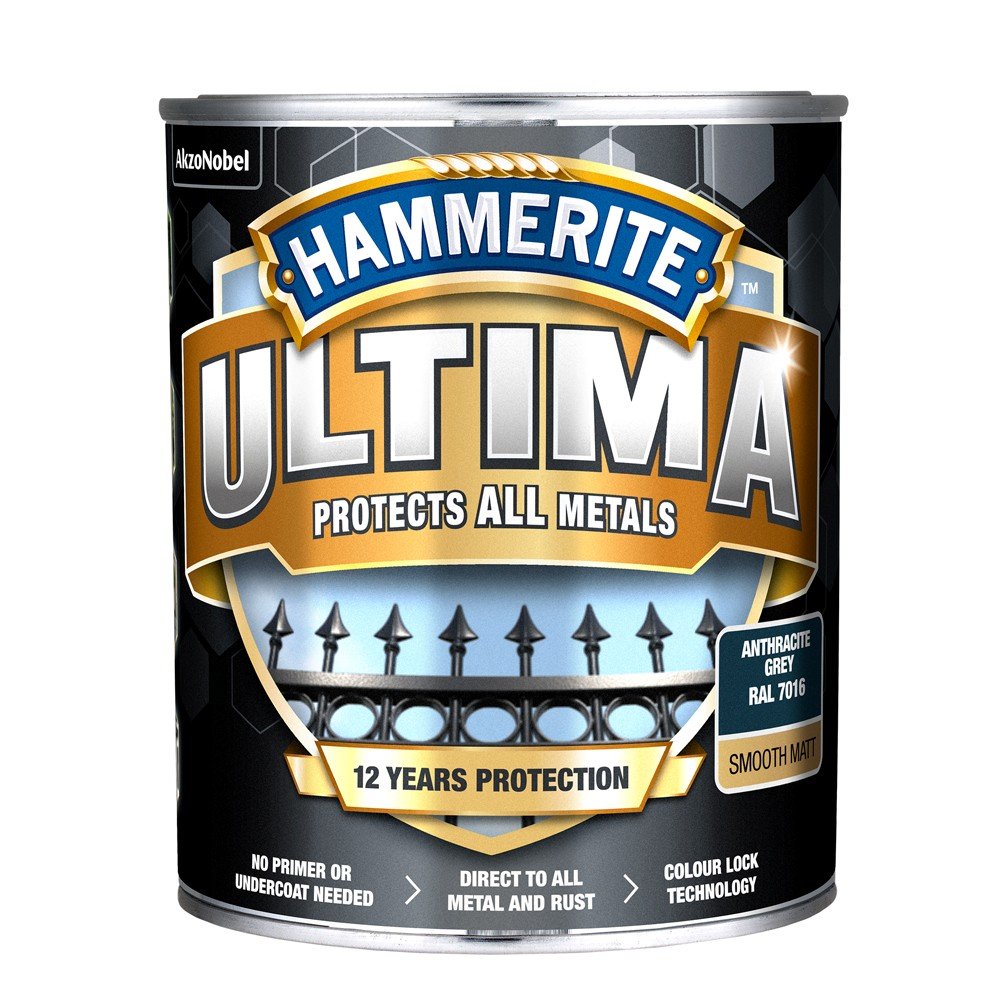 Antikoroziniai dažai HAMMERITE Ultima, 0,7 l, antracito sp., matiniai