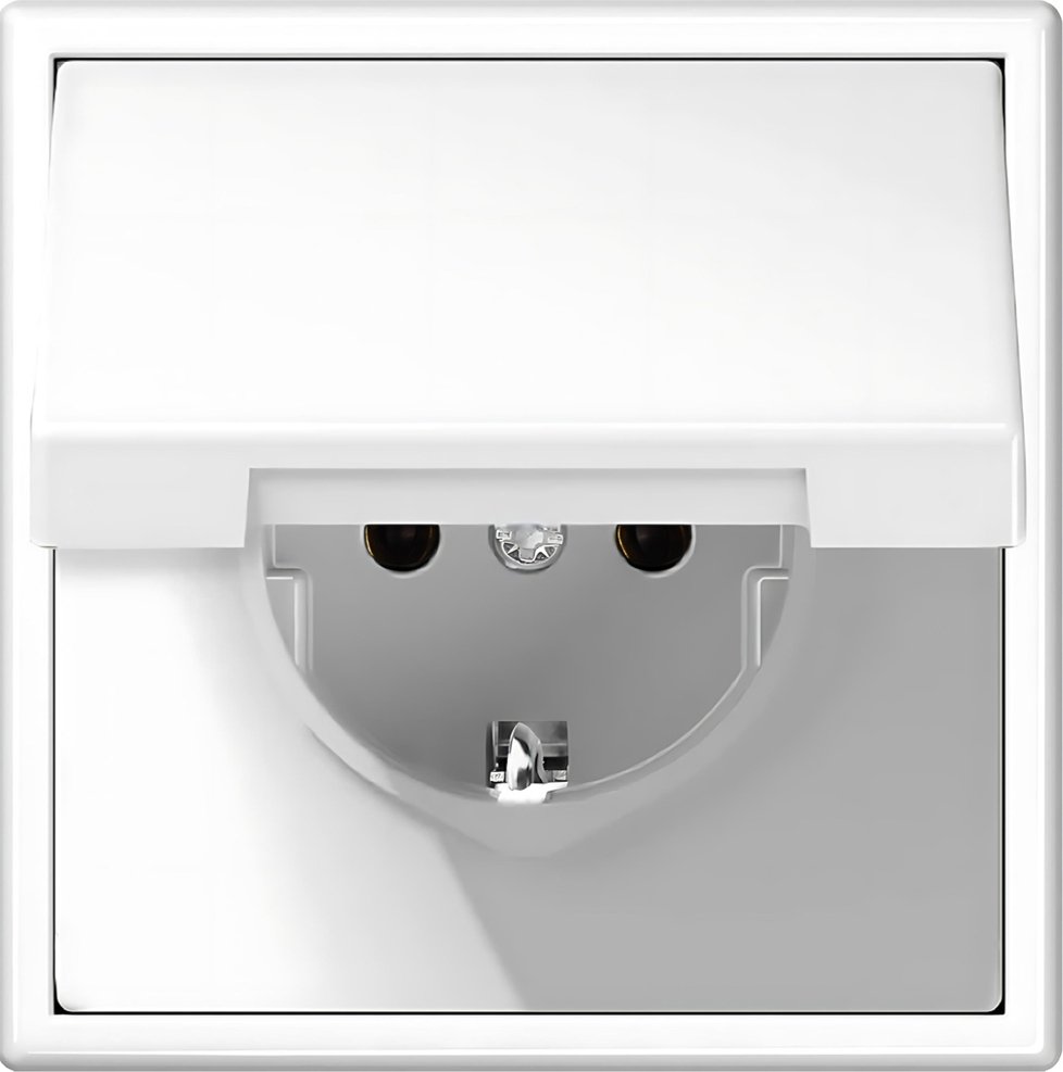 Kištukinis lizdas LIREGUS Modern, 1 vietos, įleidžiamas, baltos sp., su įžeminimu, IP44, spyruokliniai pajungimo kontaktai, IKL16-208-01.M/WM
