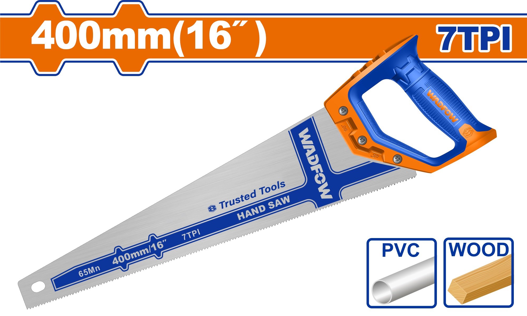 Pjūklas medžiui WADFOW, 65MN, 7TPI, 400 mm, WHW1116