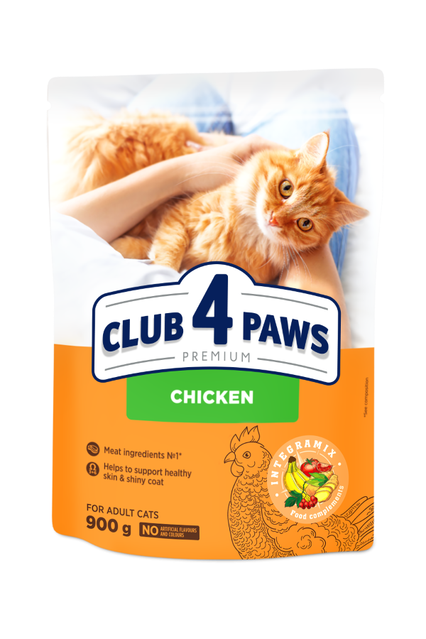 Sausas kačių ėdalas CLUB4PAWS, vištiena, 900g