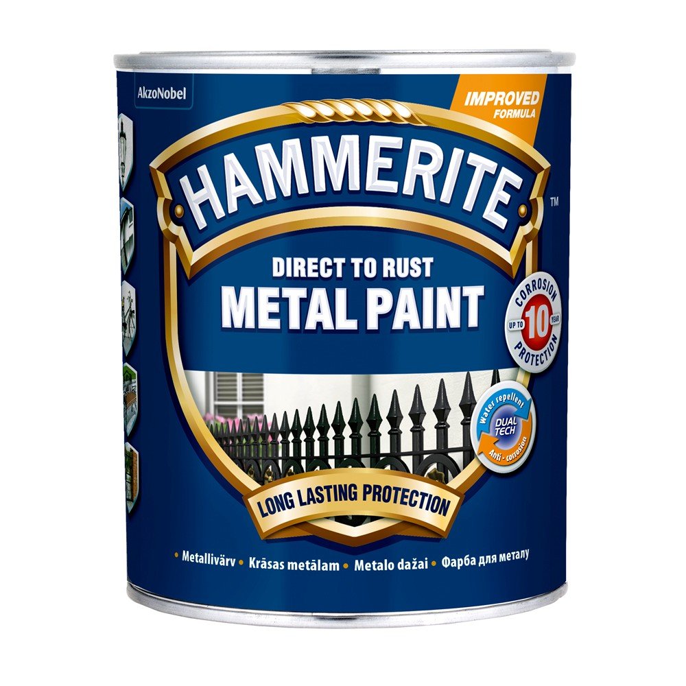 Antikoroziniai dažai HAMMERITE Smooth Finish, 750 ml, tamsiai žalios sp., blizgūs