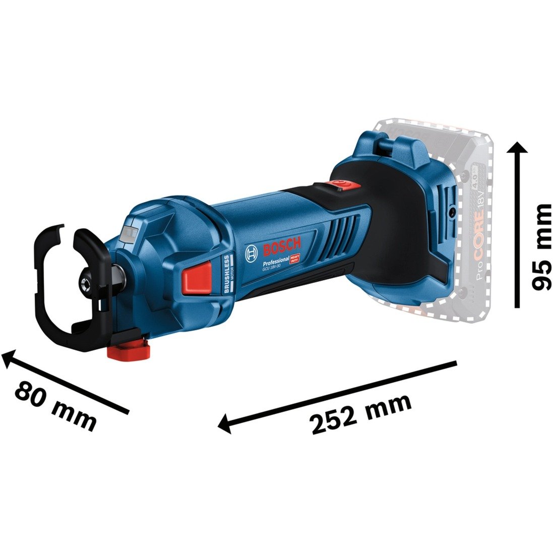 Akumuliatorinė rotacinė freza BOSCH Professional GCU 18V-30 SOLO, 18 V, be akumuliatoriaus ir kroviklio, 06019K8000