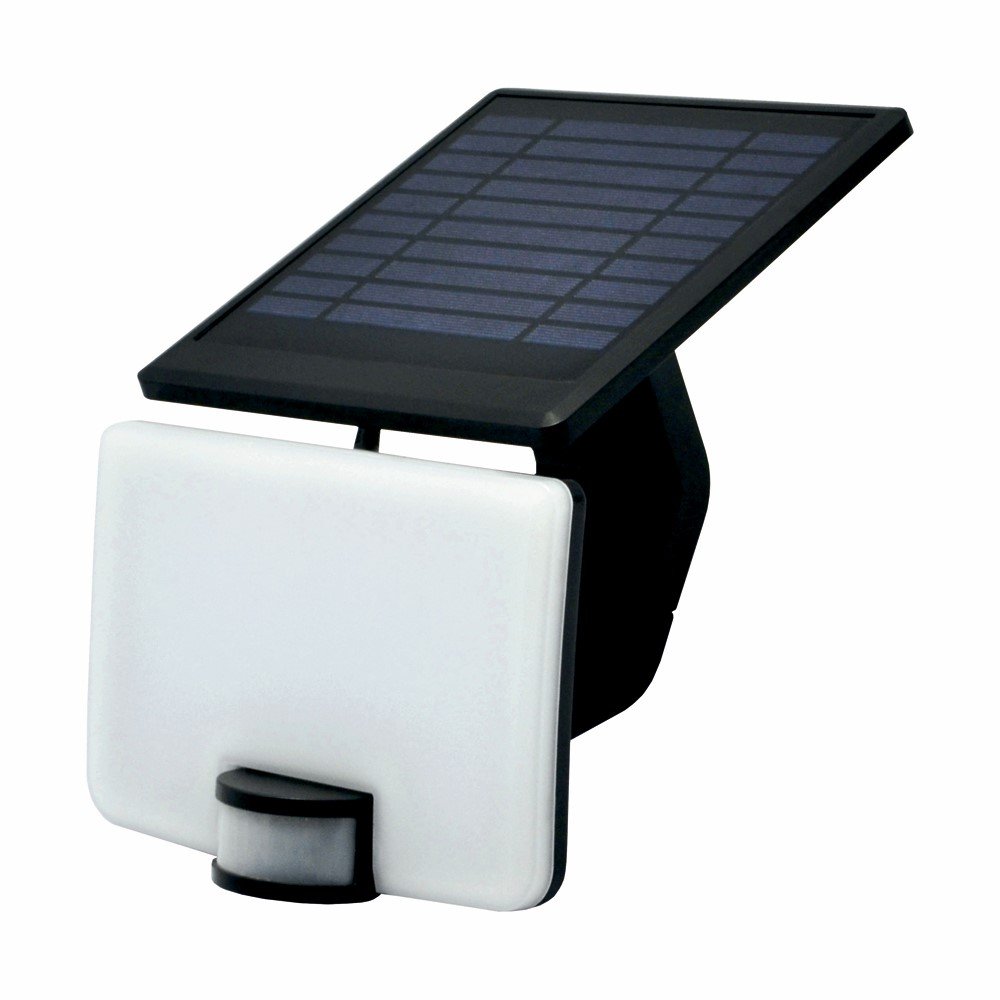 LED prožektorius TOPE Vista, Įkr. saulės elementais, 10W, su mikrobangų judesio davikliu, 1200lm, 4000K, IP54, 50.000 val., juodas, 290x178x140mm.