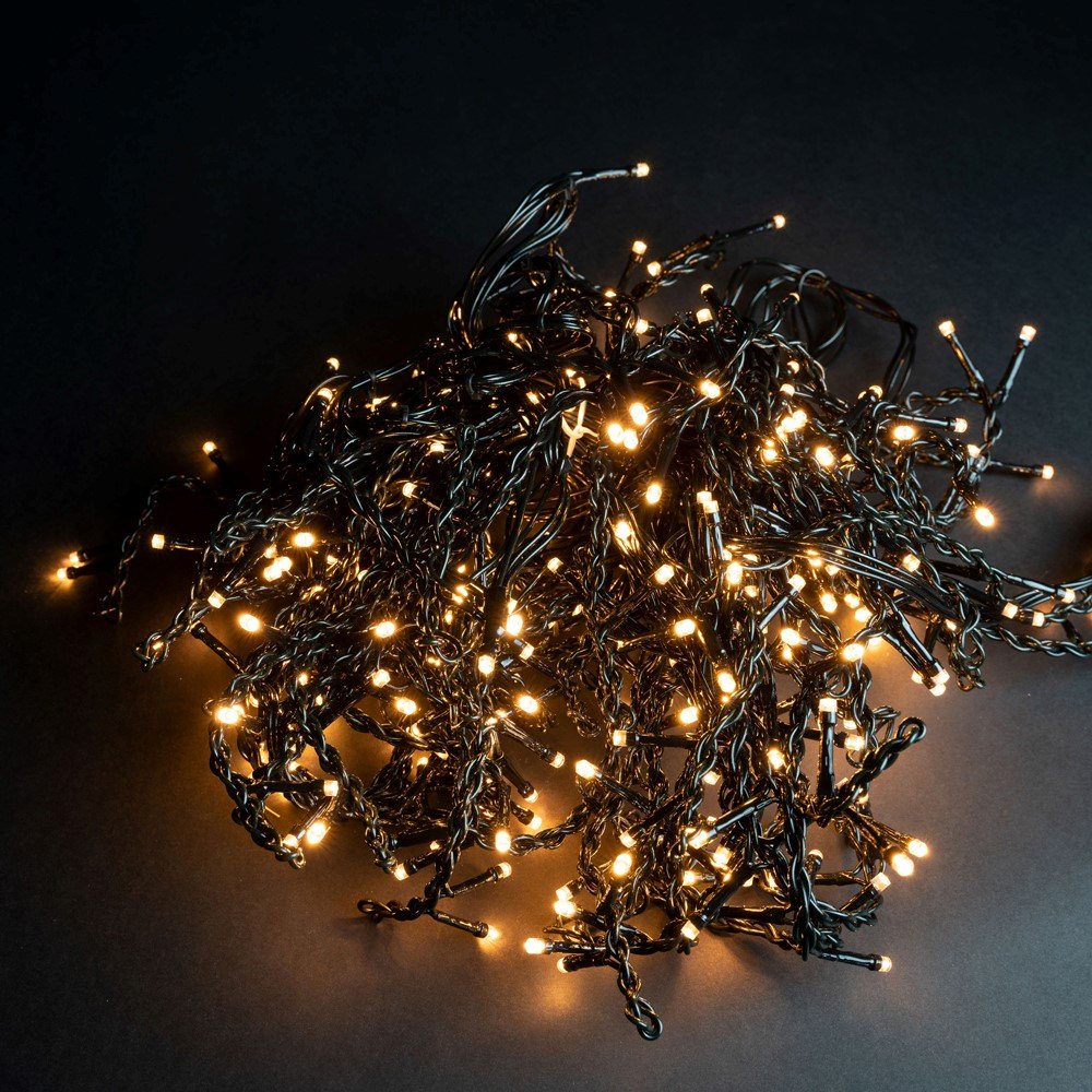 LED šviečianti dekoracija-varveklis SUNLUX AF11, 500 LED, IP44, spl: šiltai balta, balta mirksinti, 11 m