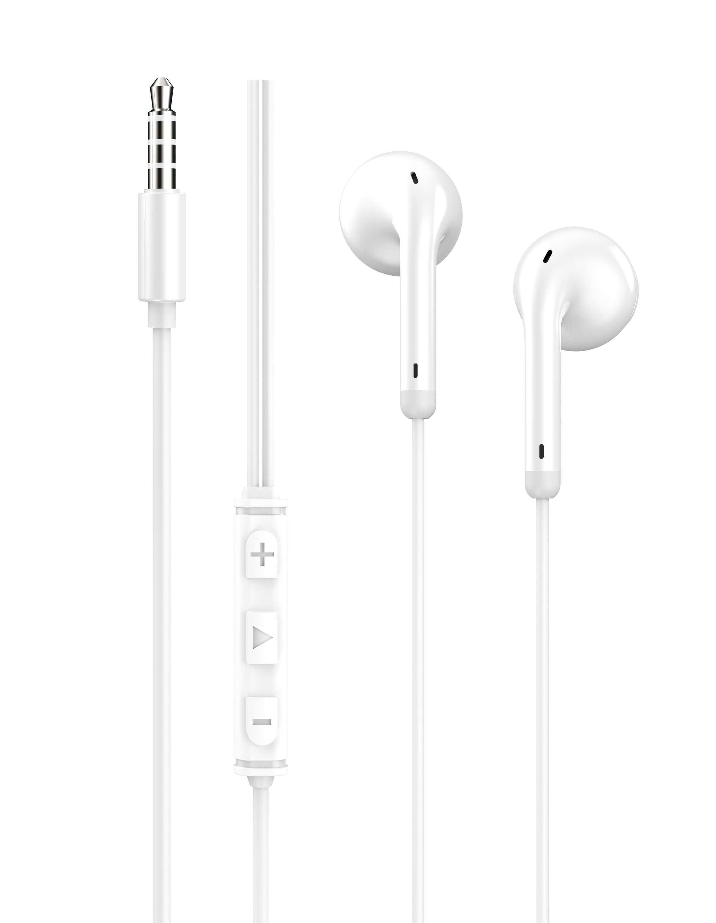 Laidinės ausinės HAVIT H210, be gumelės, 3.5mm jungtis, su mikrofonu ir valdymu, 1.2m ilgio, baltos sp.