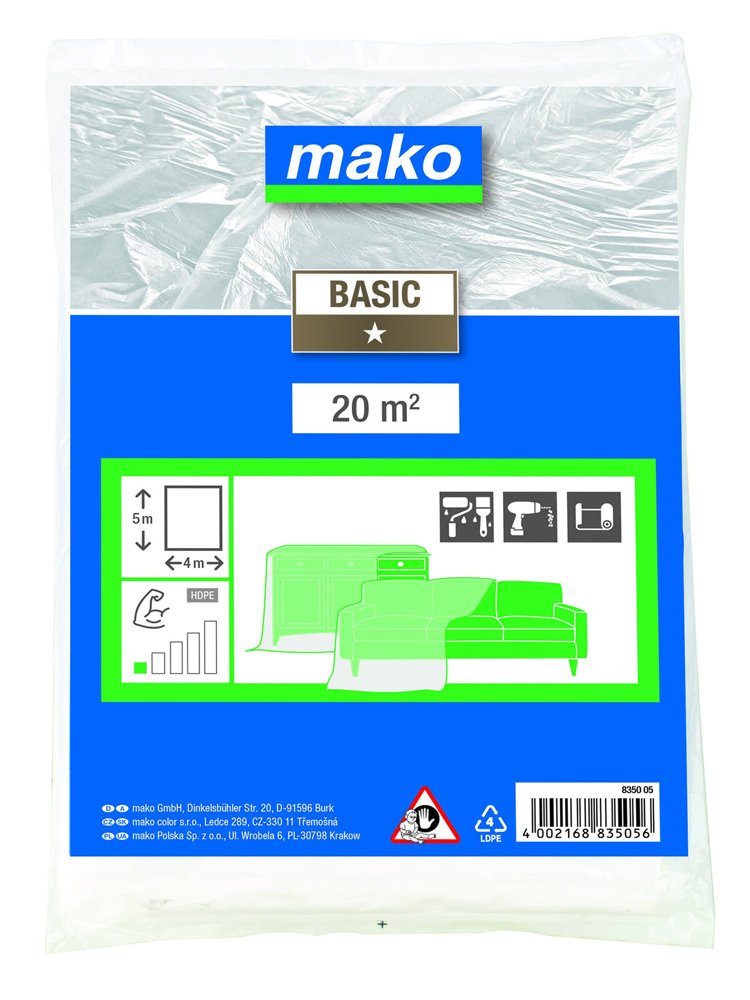 Apsauginė plėvelė MAKO Standart, 4 m x 2,5 m, 7 mk., 835003