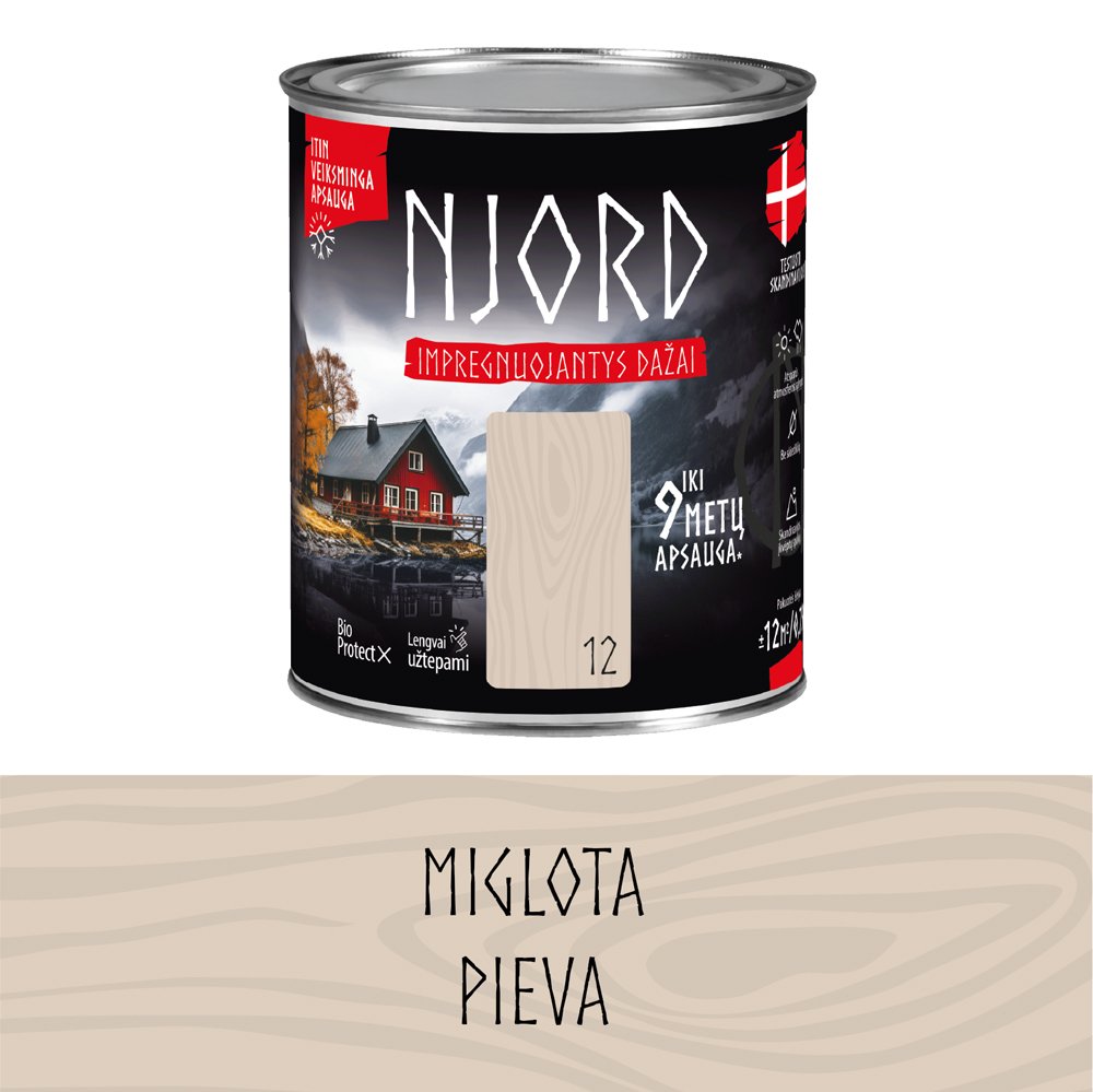 Impregnuojantys dažai medienai LUXDECOR NJORD, 0,75 l, (12) Miglota pieva