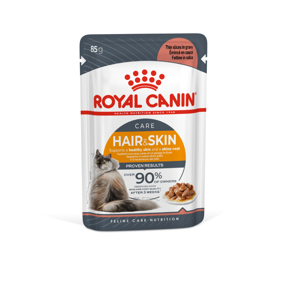 Konservuotas kačių ėdalas ROYAL CANIN, visavertis pašaras suaugusioms katėms (ploni griežinėliai padaže), 12 vnt x 85 g