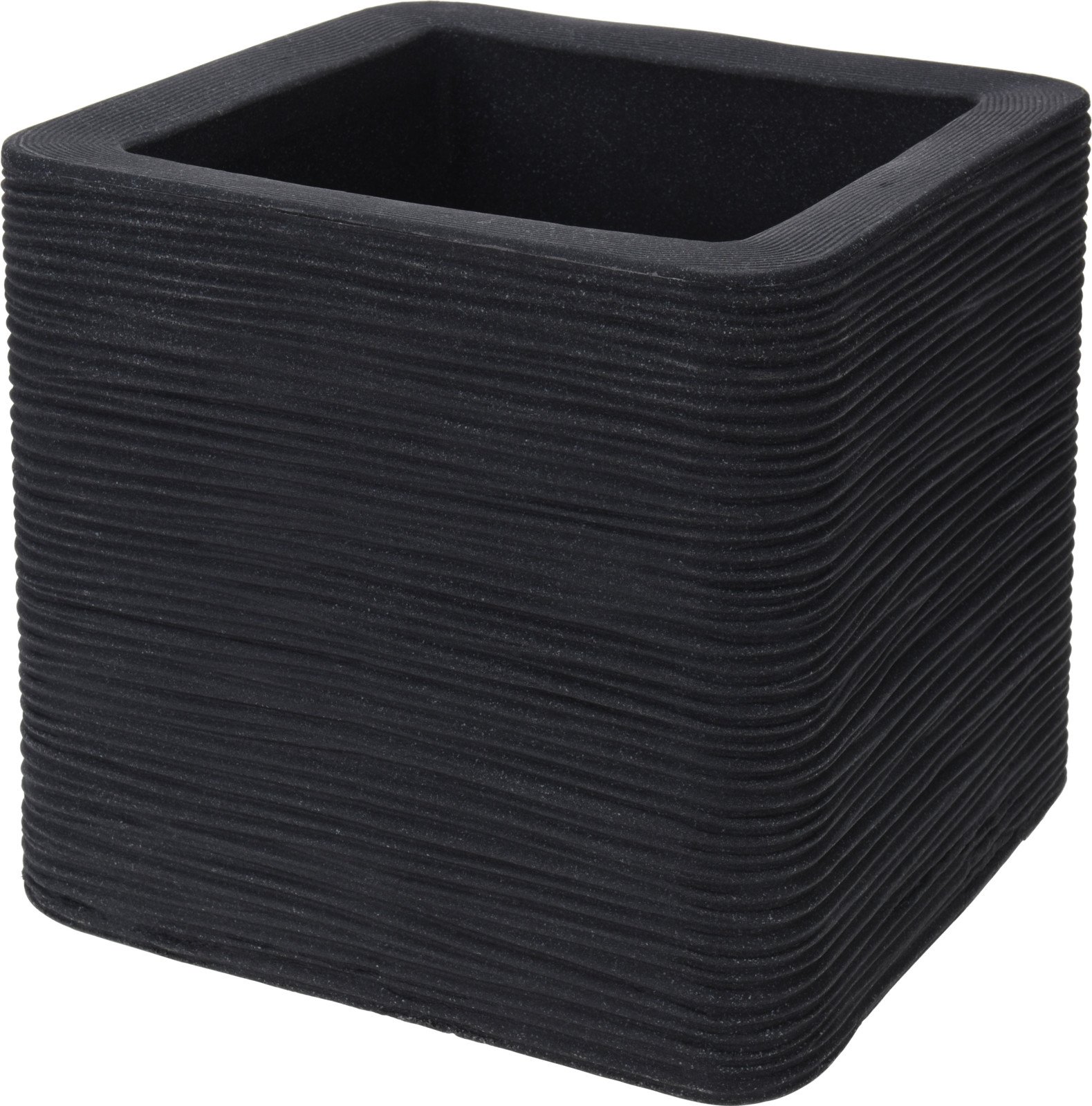 Plastikinis lauko vazonas, kvadratinis, juodos sp., 29 x 29 x 27 cm.