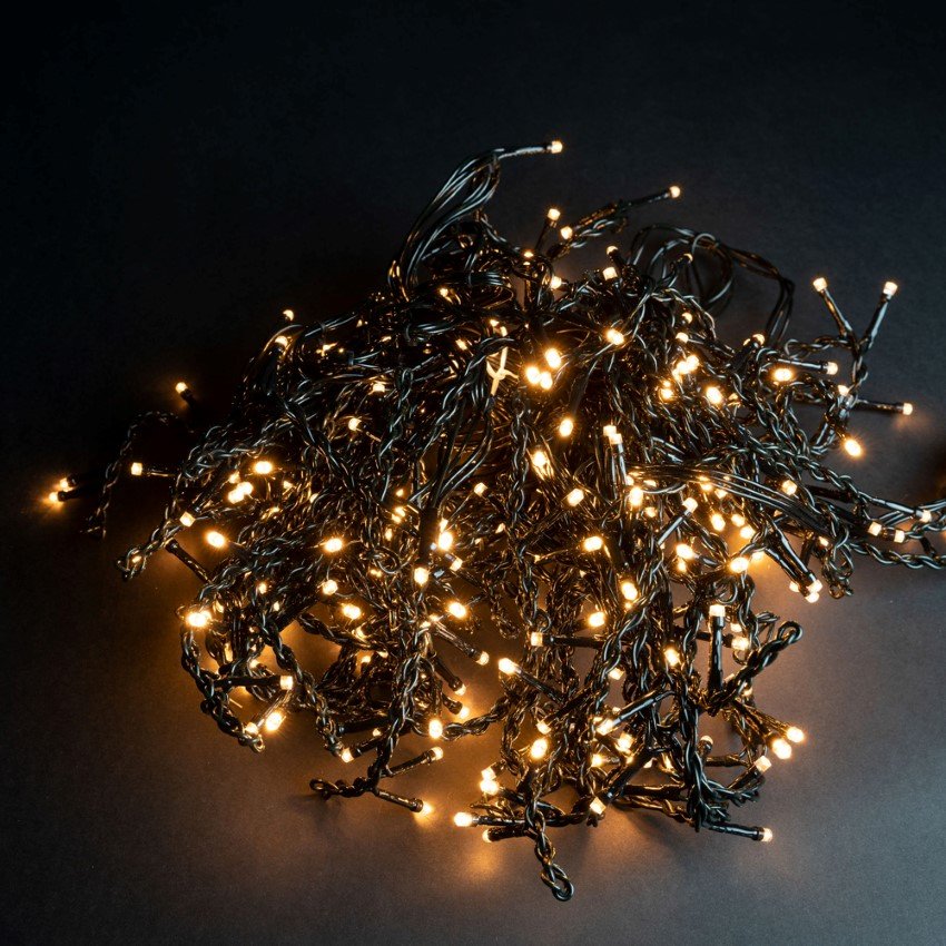 Šviečianti girlianda-varveklis SUNLUX P11, 270 LED su plonu laidu, 11 m., šiltai balta spalva, IP44, tinka naudoti lauke, 11M-270-1