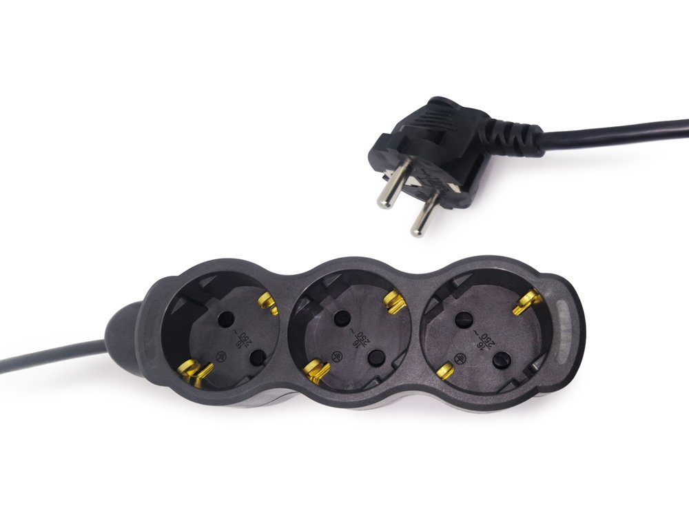 Ilgiklis ORRO, 3 lizd., 1,5m, su įž., be jungiklio, 3x1, juodos sp., 53089