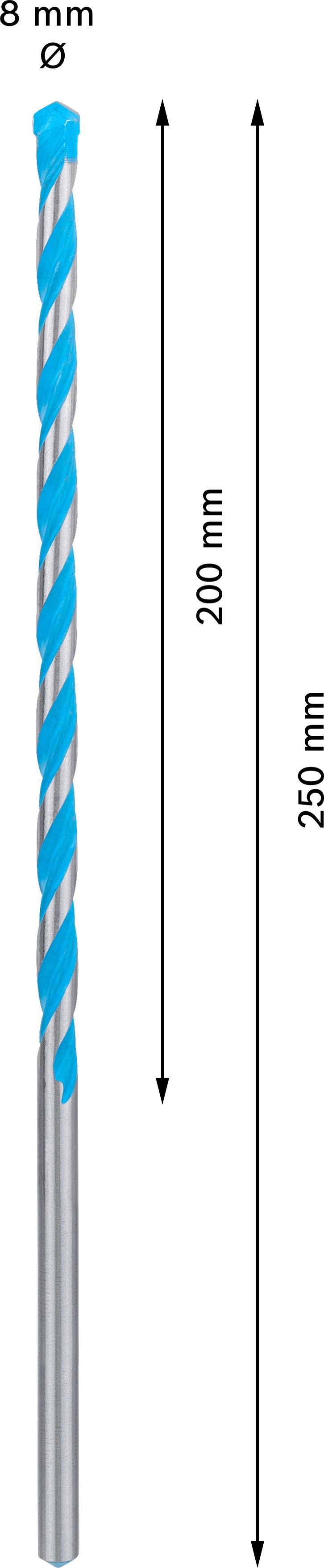 Universalus kietlydinio grąžtas BOSCH Multi Construction, 8,0x250,0 mm, 1 vnt.