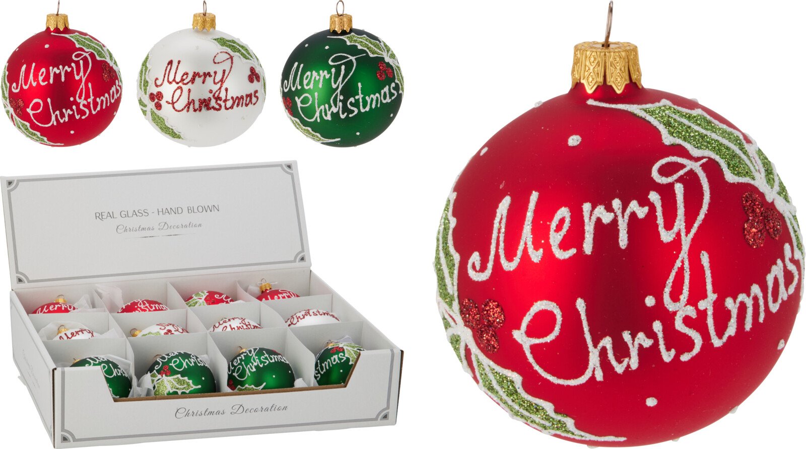 Eglutės žaisliukas, stiklas, 3 skirtingos sp., skersmuo 8 cm