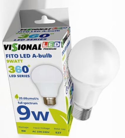 Augalų auginimo LED lemputė VISIONAL, 9W, E27