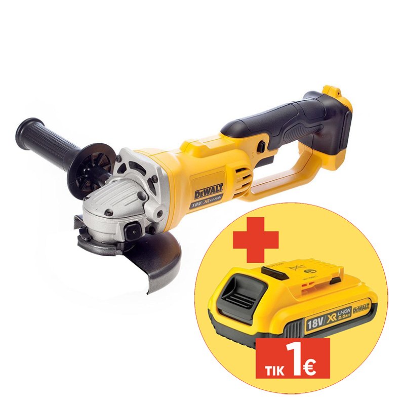 Akumuliatorinis kampinis šlifuoklis DEWALT DCG412NT-XJ, 18 V, 125 mm, lagamine, be akumuliatorių ir kroviklio