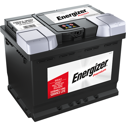 Akumuliatorius ENERGIZER EM63-L2, 12 V, 63 Ah, 610 A,  242 x 175 x 190 mm, starterinis, rūgštinis