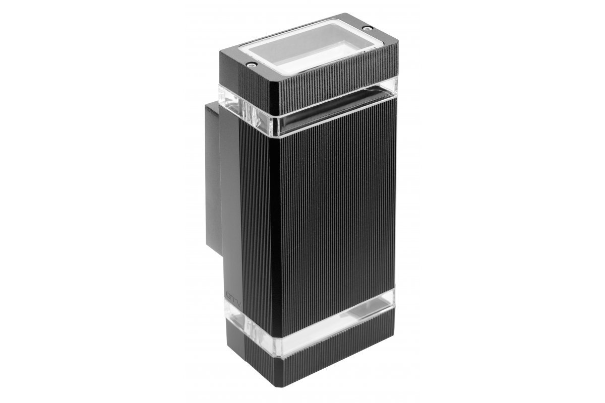 Lauko šviestuvas GTV Nessa, 2 x GU10, max 2 x 50W, 220-240V, IP54, sieninis, aliuminis, juodos sp., 245 x 105 x 110 mm