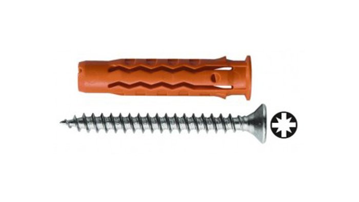 Nailoninis kaištis MUNGO, MQ-S Quattro 6 x 30 mm, su įsukamu sraigtu, 100 vnt.