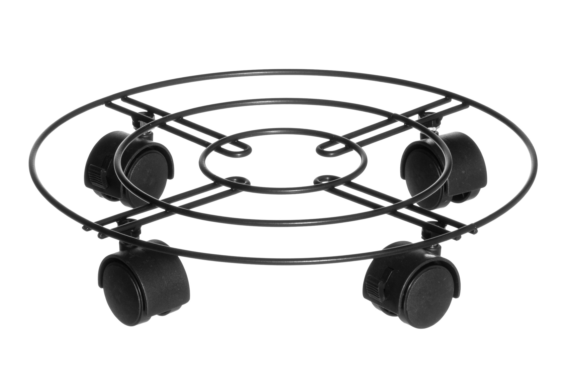 Padėklas vazonui su ratukais 4Living, juodos sp., 30 x 30 x 6 cm.