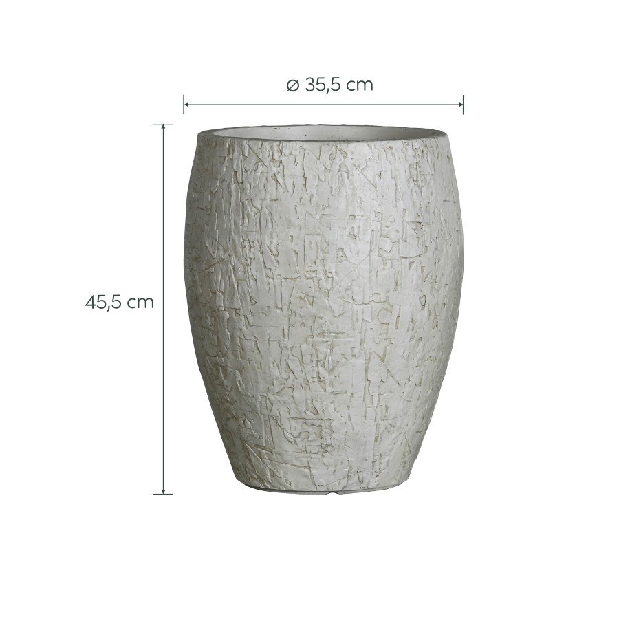 Keraminis lauko vazonas Cora II, aukštas, baltos sp., 35,5 x 35,5 x 45,5 cm.