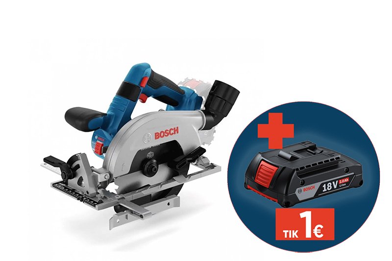 Akumuliatorinis diskinis pjūklas BOSCH Professional, GKS 18V-57-2 L Solo, disko skersmuo 165 mm, be akumuliatoriaus ir kroviklio