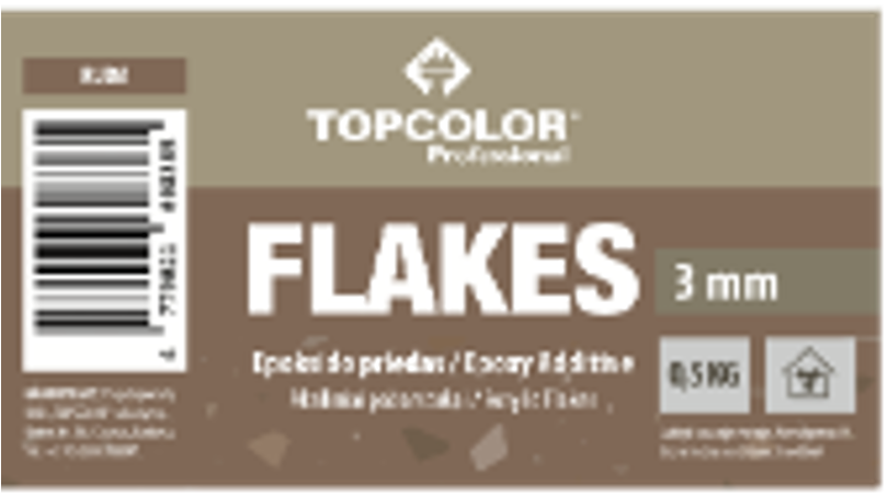 Epoksidinių grindų priedas TOPCOLOR, FLAKES 3mm, 0.5kg, Juodi