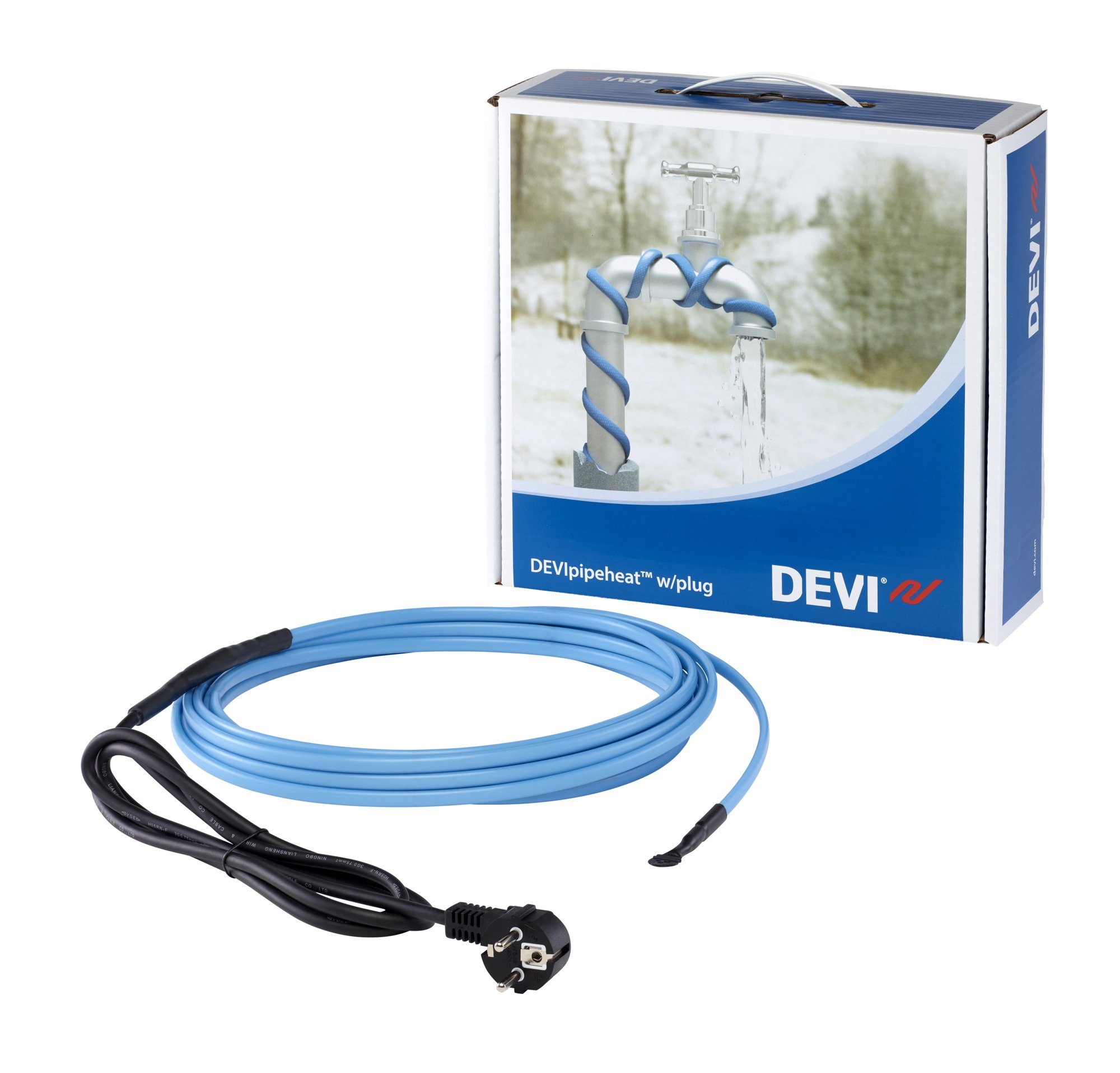Savireguliuojantis šildymo kabelis su pajungimo laidu ir kištuku vamzdynu apsaugai nuo užšalimo DEVIpipeheat™ 10, 25 m, 250 W (10° C), 230 V, 140f0931