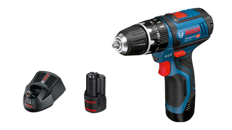 Akumuliatorinis smūg. suktuvas BOSCH Professional GSB 12V-15, 12V, 2x2,0 Ah, GAL 12V-20, sukimo momentas 15/30 Nm