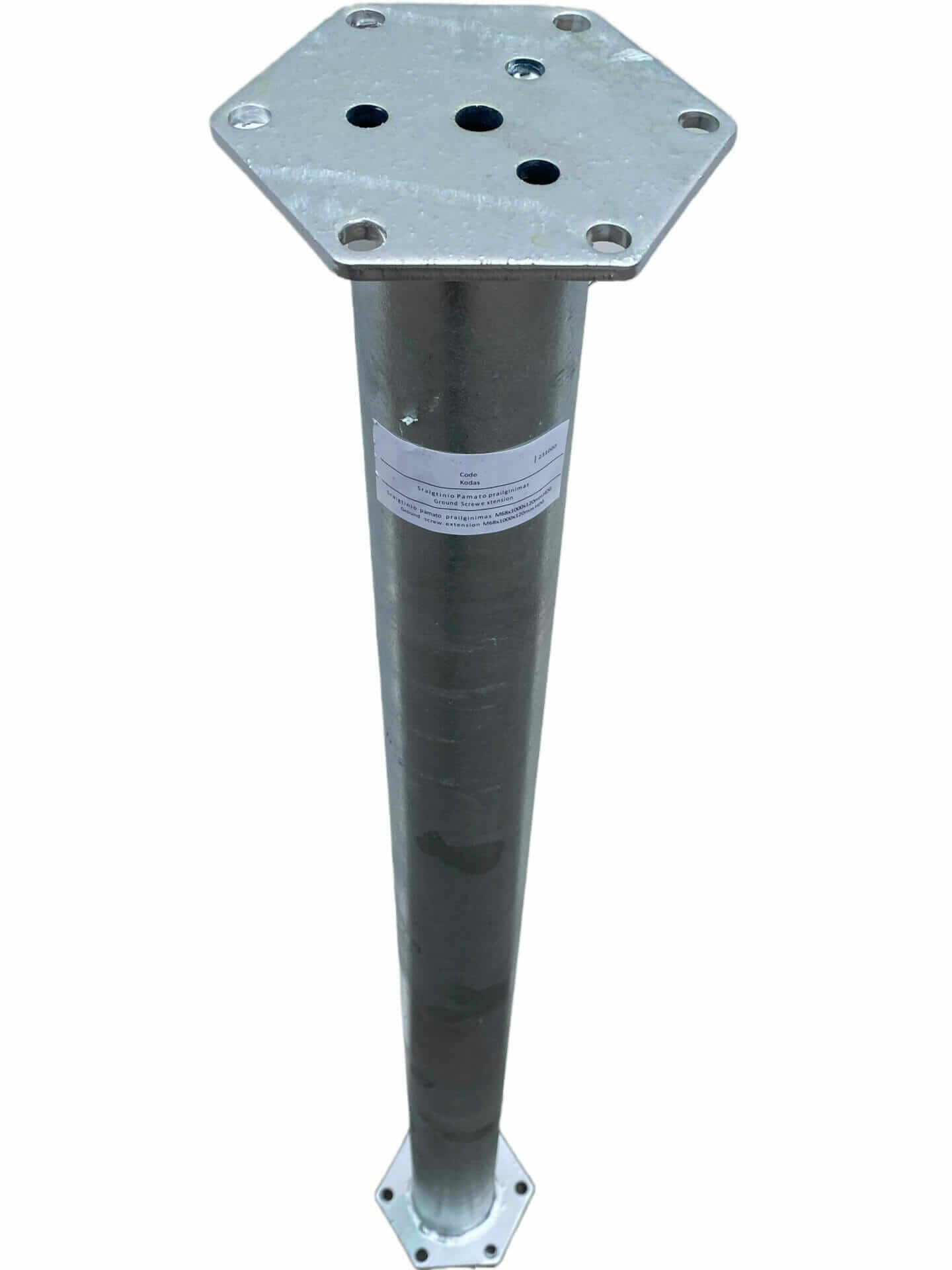 Įsukamo sraigtinio M tipo poliaus prailginimas, 68 x 500 x 120 mm, M12, HDG