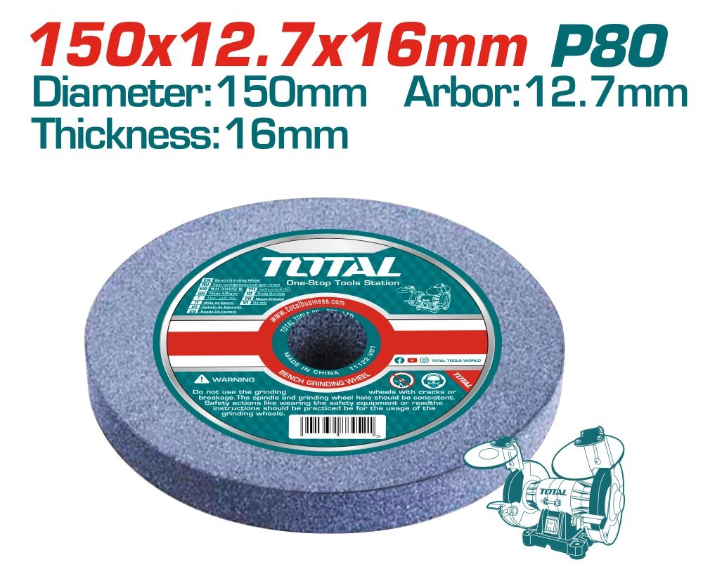 Šlifavimo diskas TOTAL, P80, 200x16x20 mm, TAC2008017