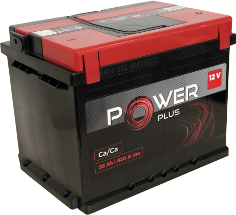 Akumuliatorius POWER PLUS, 12 V, 55 Ah, 420 A, EN, 242 x 175 x 190 mm, starterinis, rūgštinis