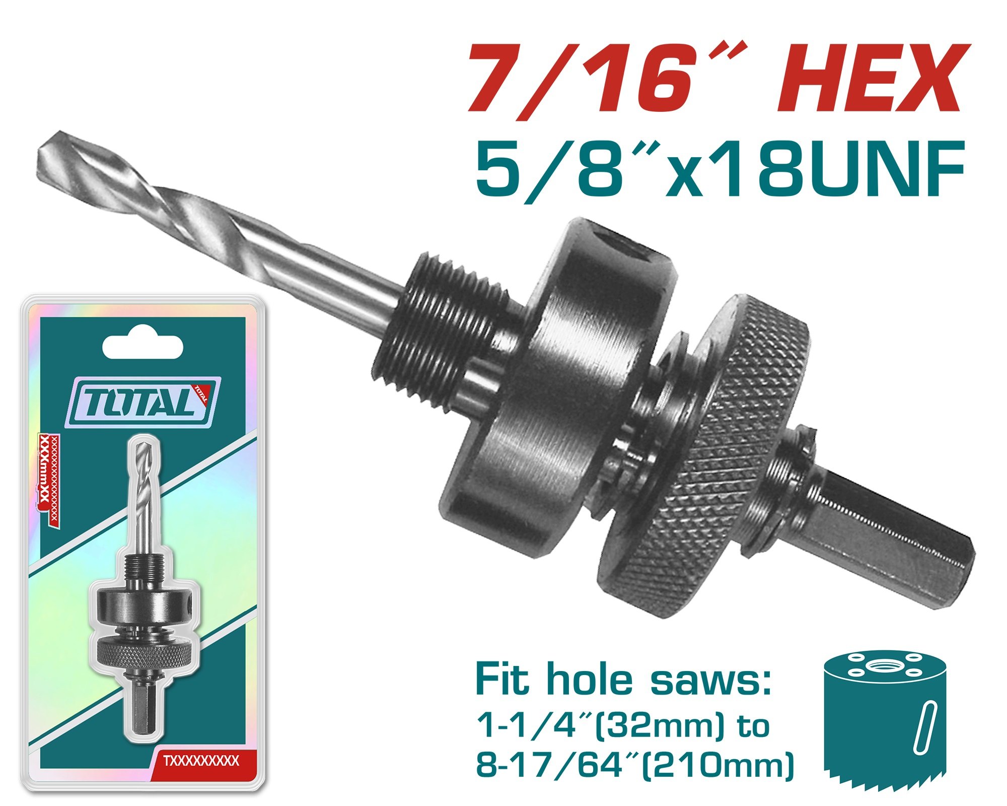 Adapteris gręžimo karūnai TOTAL, tinka 32-210 mm, TAC4202