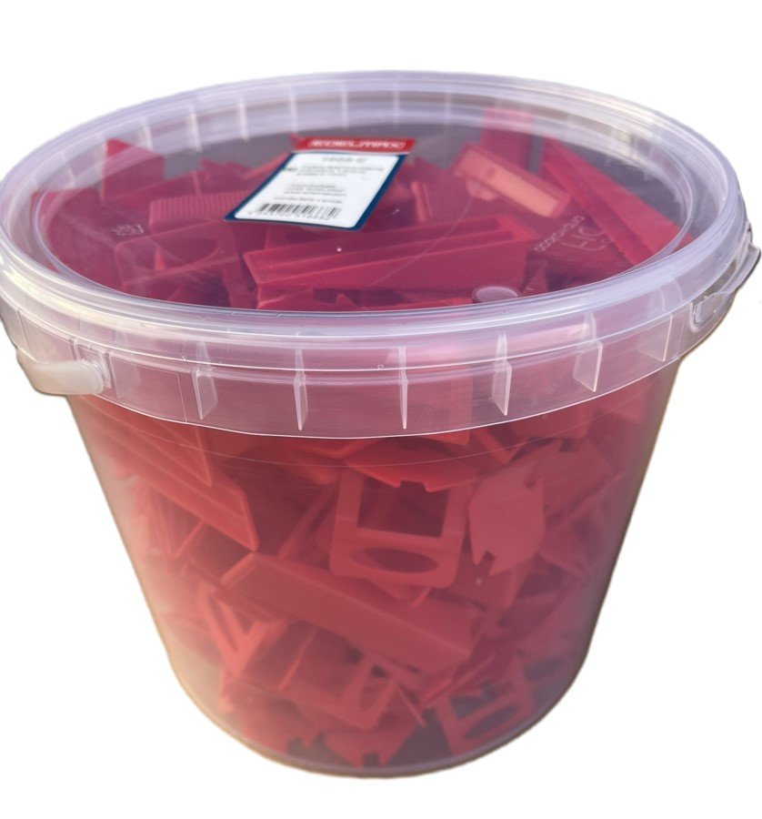 Plytelių išlyginimo sistema EDELMAX, 1,5 mm, inkarų 200 vnt., pleištų 50 vnt., plytelių aukštis 5-14mm