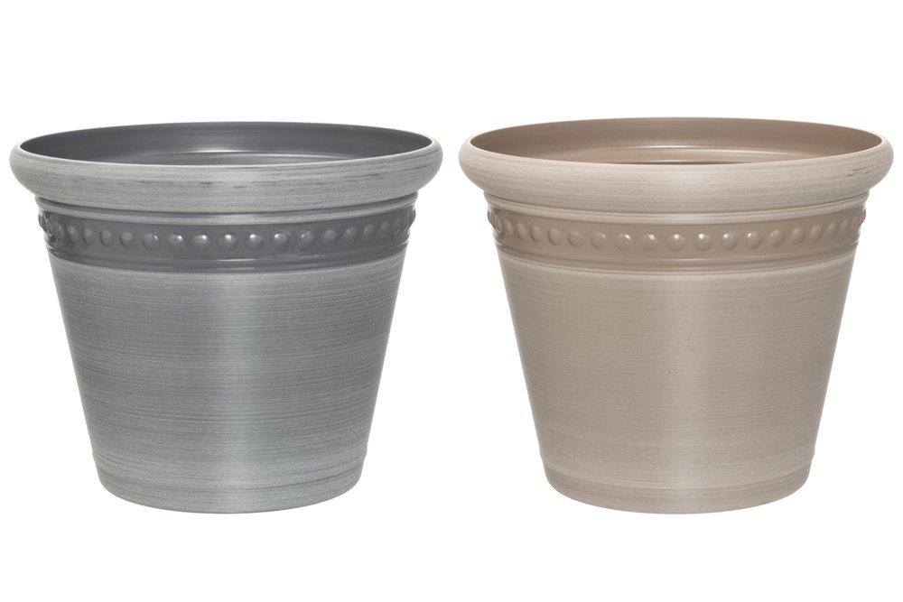 Plastikinis lauko vazonas 4Living Pearl, pilkos sp., 40 x 40 x 32,5 cm.