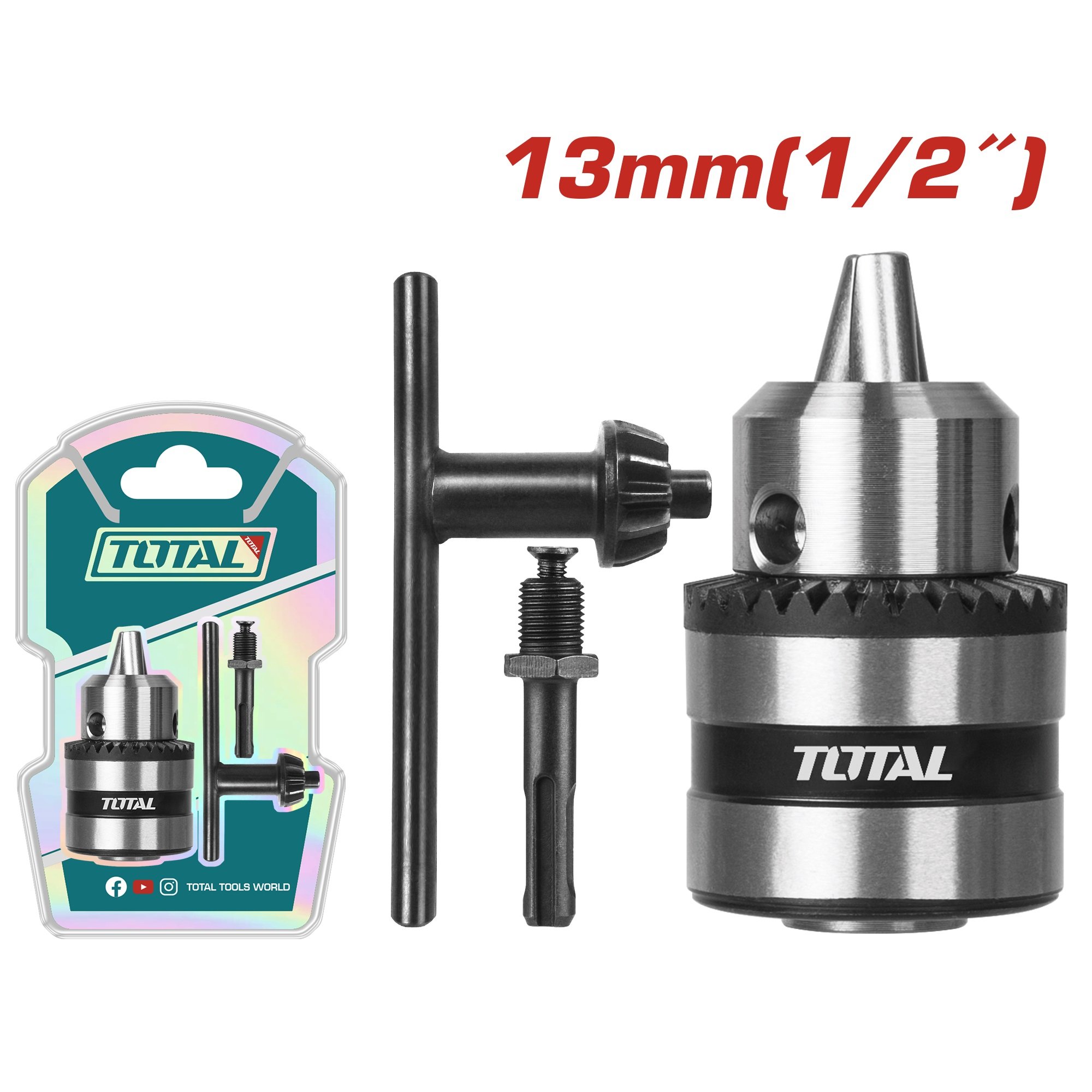 Griebtuvas drėlei TOTAL, 1.5-13 mm, su adapteriu, 1/2"-20UNF, TAC451301.1