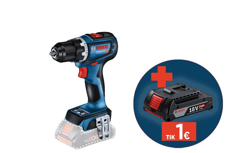 Akumuliatorinis suktuvas BOSCH Professional GSR 18 V-90 C SOLO, 18 V, sukimo momentas 38-90 Nm, 13 mm griebtuvas, be akumuliatoriaus ir kroviklio, 06019K6000