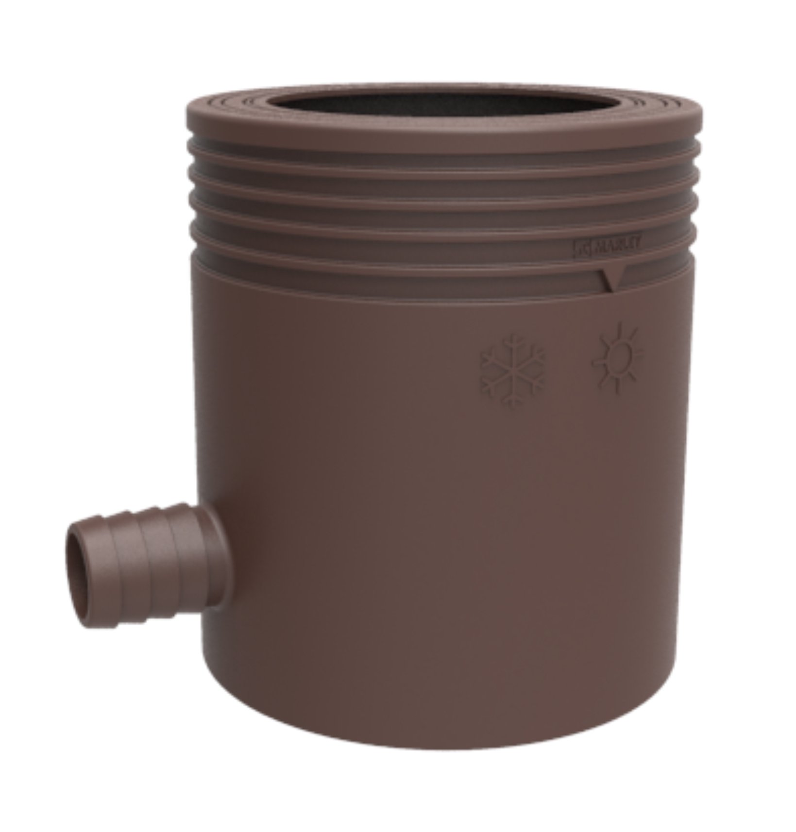 Lietaus rinktuvas su filtru MARELEY, perpildymo stabdžiu ir žarnos jungtimi, 85-105 mm, rudos spalvos, 079639