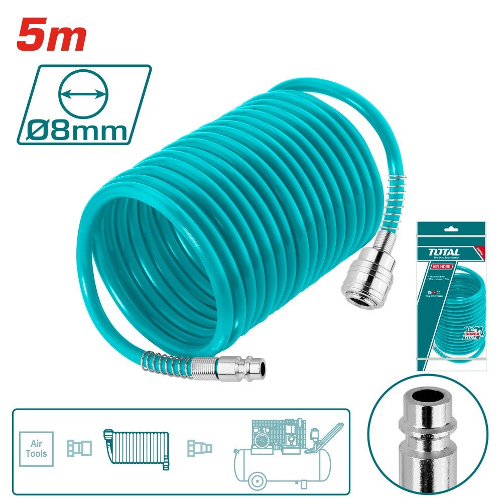 Spiralinė aukšto slėgio žarna TOTAL, 5m, PU, Ø5/8 mm,THT11051