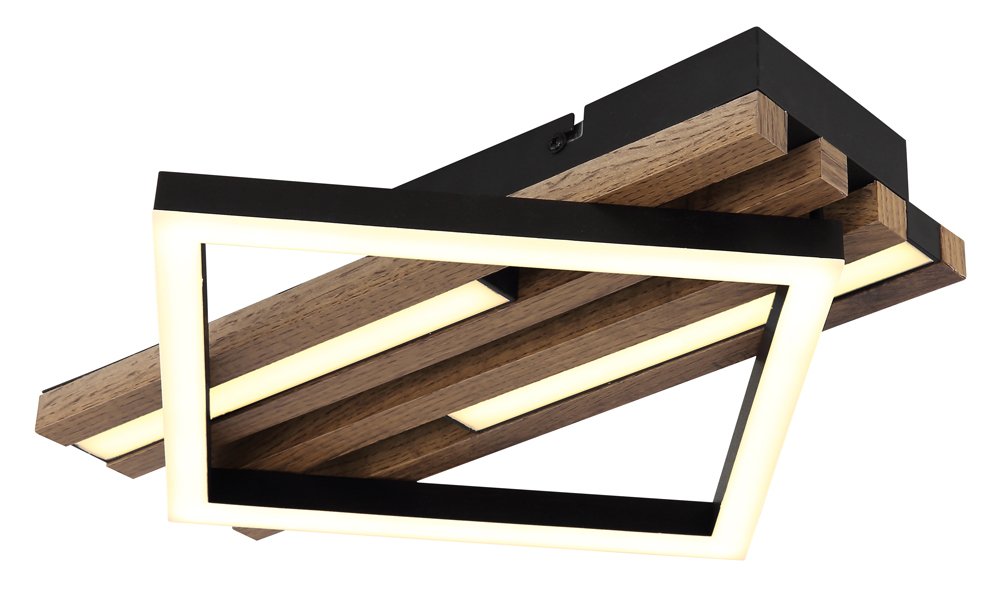 Pakabinamas LED šviestuvas GLOBO Obrien, 19W, 3000K, 230V, 1020lm, MDF tamsus medis, atminties funkcija, 330 x 310 x 75 mm
