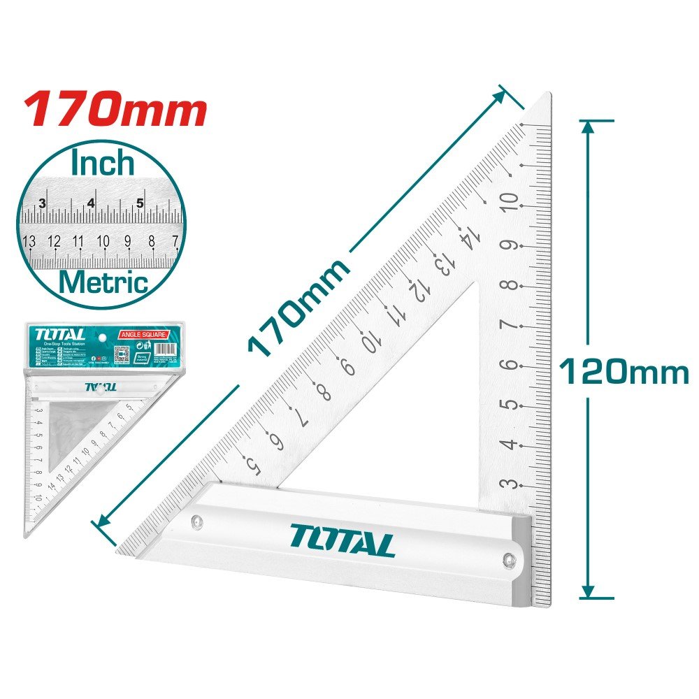 Kampinė liniuotė TOTAL, ilgis 170 mm, TMT61205