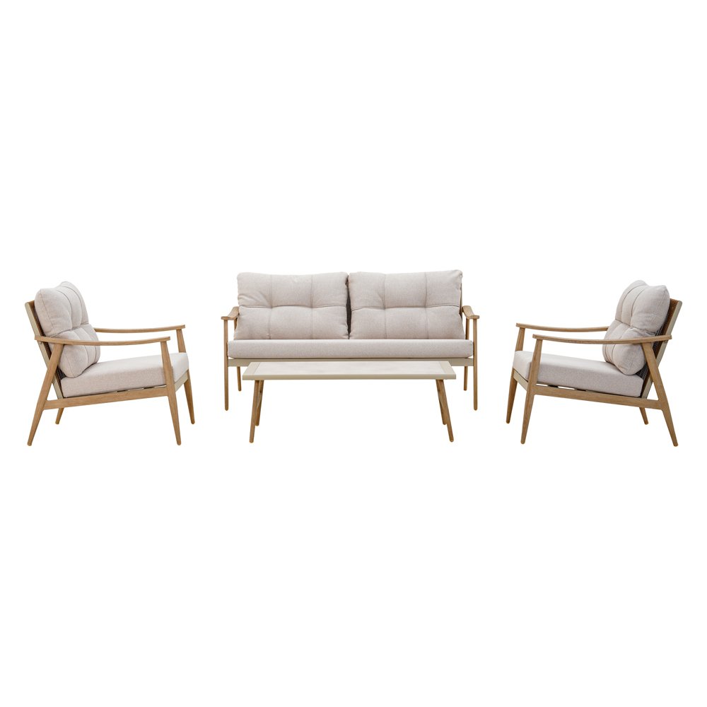 Lauko baldų komplektas ESTI ESTA NAPA CS, 2 foteliai, dvivietė sofa, kavos staliukas, rusvos spalvos