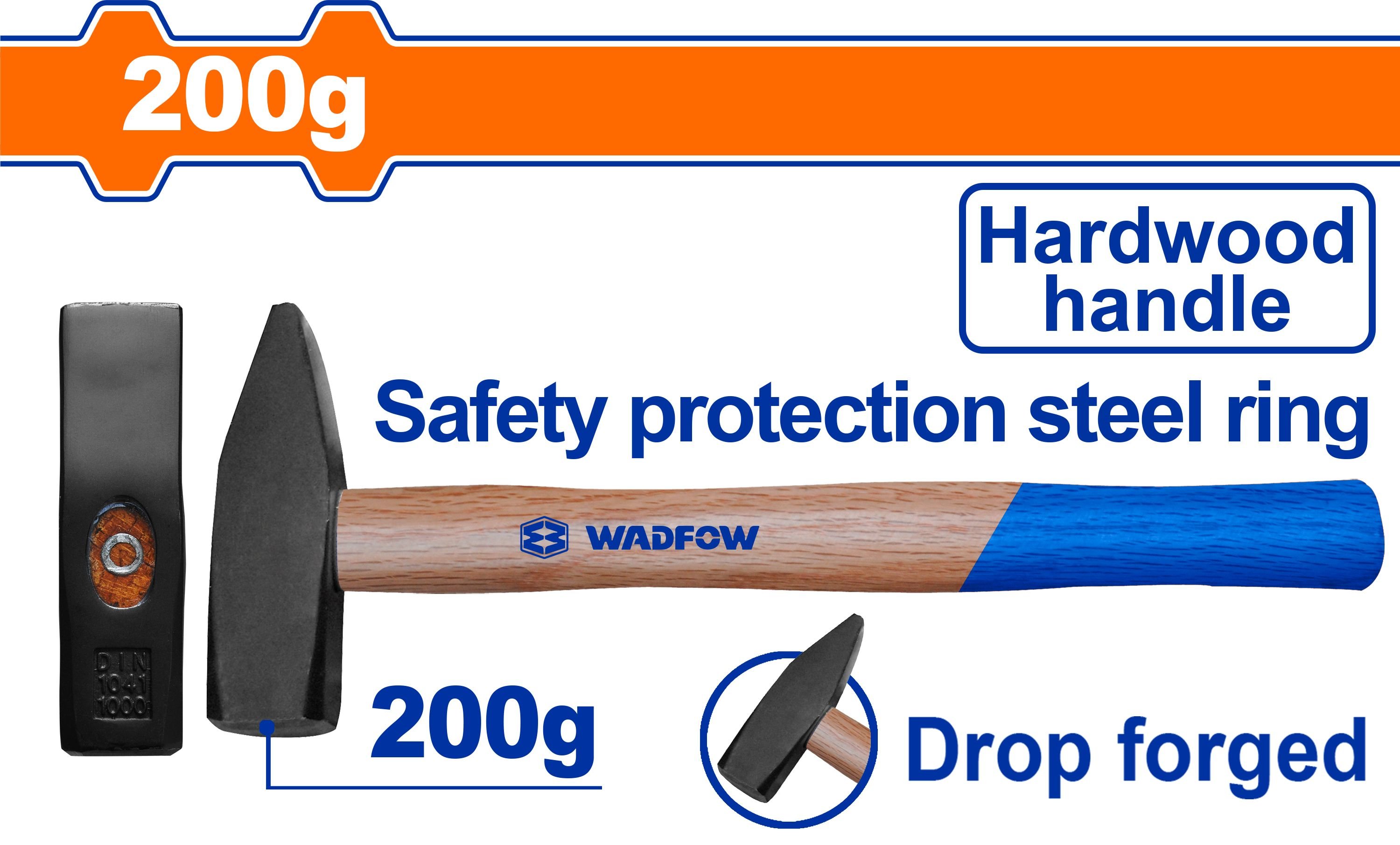 Mechaniko plaktukas WADFOW, kietmedžio rankena, 45CS, 0,2 kg, WMB1302