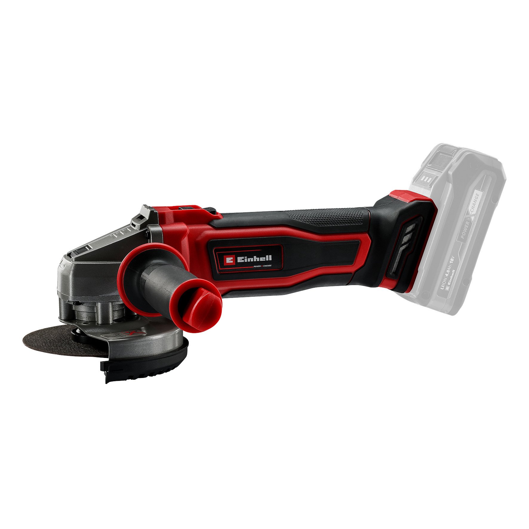 Akumuliatorinis kampinis šlifuoklis EINHELL TE-AG 18/125-2 Li - Solo, 18 V, švelnus startas, maks. disko skersmuo 125 mm, be akumuliatorių ir kroviklio
