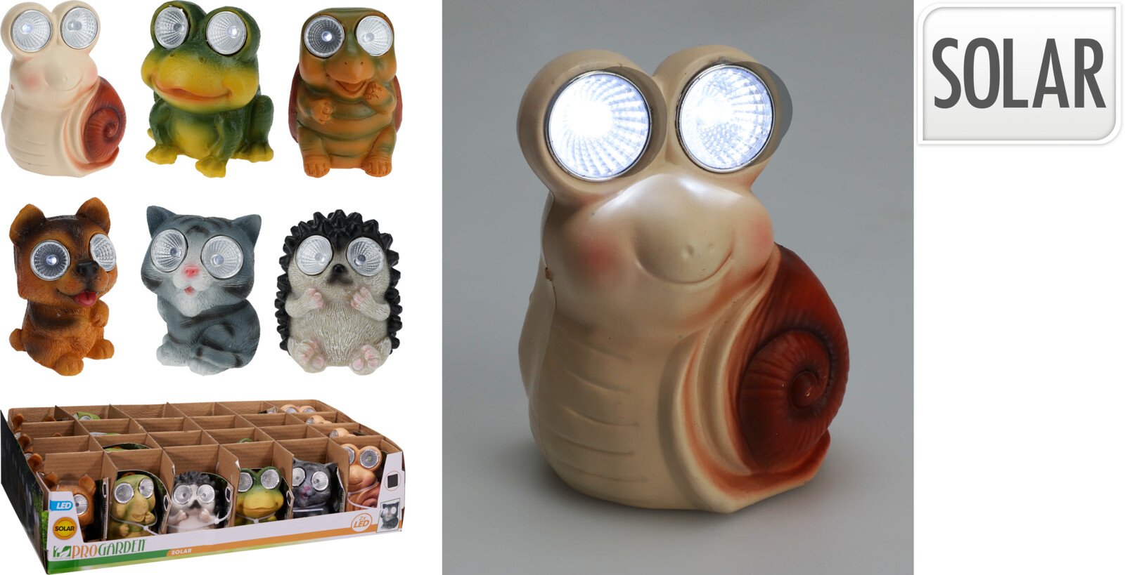 Sodo dekoracija Sodo gyvūnai, šviečiančiomis akimis, 6 skirtingi dizainai, 5 x 6 x 9 cm